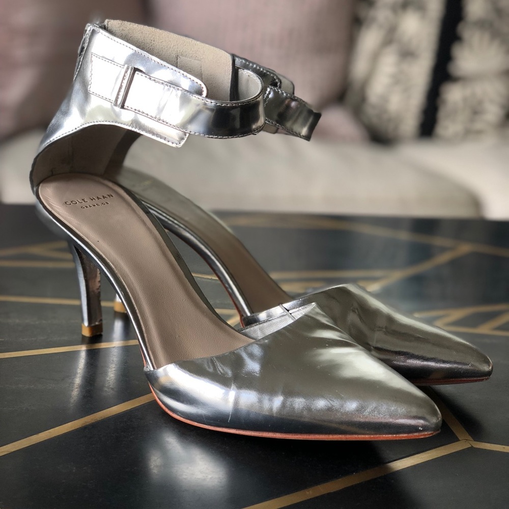 Cole Haan, Highline Ankle Strap Pump Silver 8.5